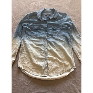 Chelsea & Theodore Women's Denim‎ Shirt Ombre Long Sleeve Casual Button Down
